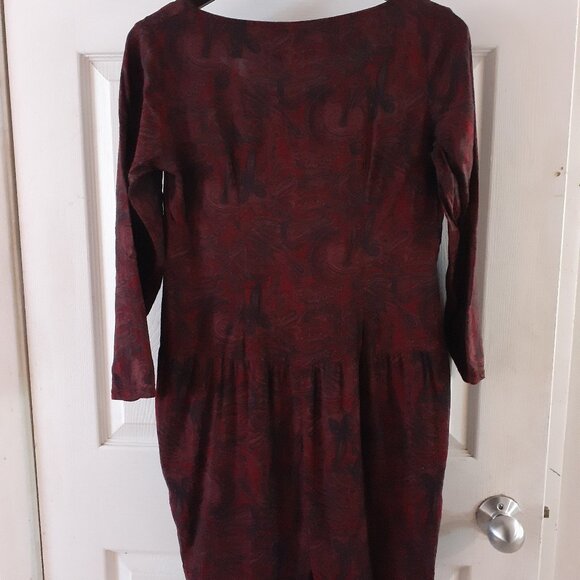 Vintage Handmade Burgundy Paisley Dress Size Medium - Picture 3 of 7